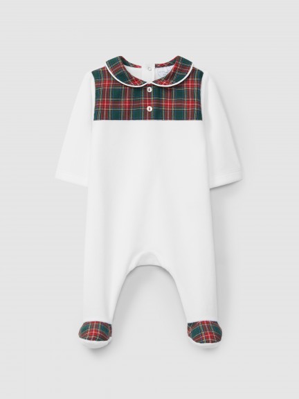 Pelele terciopelo cuadros cuello redondo Pelele terciopelo cuadros cuello redondo