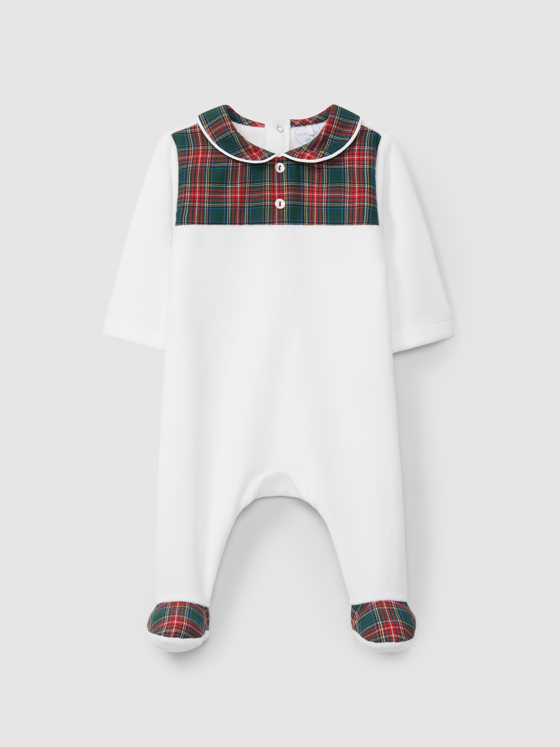 Babygrow velvet plaid round collar