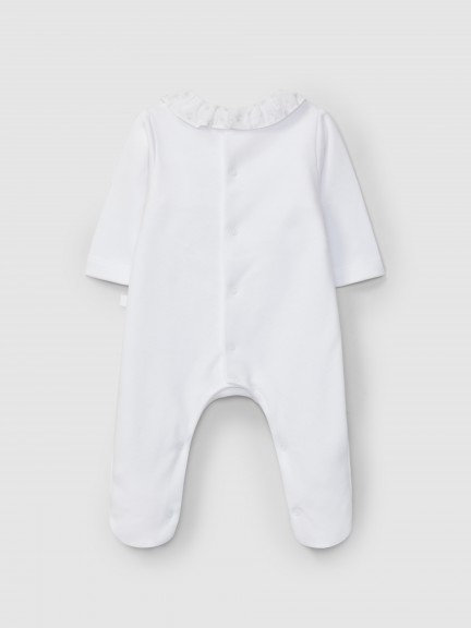 Babygrow floral ruffled collar and smocking Babygrow floral ruffled collar and smocking