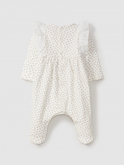 Babygrow in organic cotton with embroidered ruffled detail Babygrow in organic cotton with embroidered ruffled detail