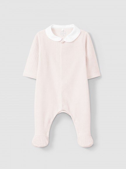Babygrow em veludo canelado largo com gola redonda Babygrow em veludo canelado largo com gola redonda