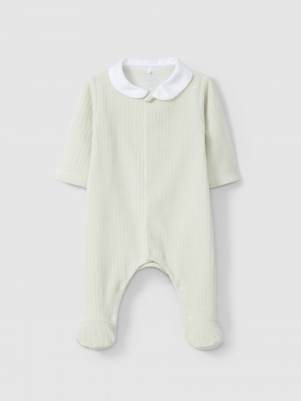 Babygrow em veludo canelado largo com gola redonda Babygrow em veludo canelado largo com gola redonda
