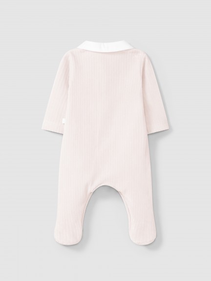 Babygrow em veludo canelado largo com gola redonda Babygrow em veludo canelado largo com gola redonda