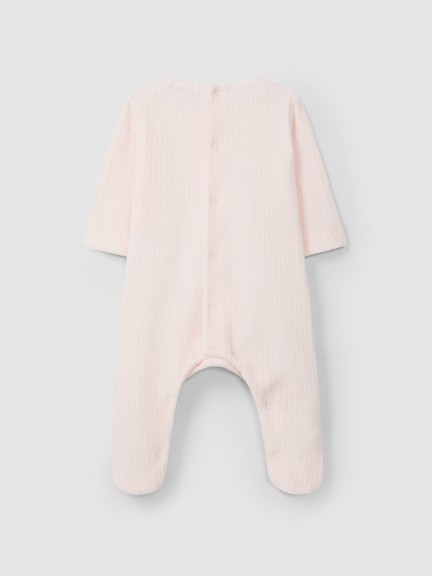 Babygrow in velvet with ruffled detail Babygrow in velvet with ruffled detail