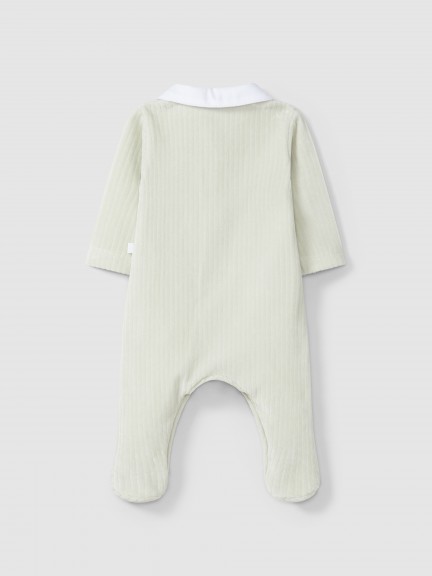 Babygrow em veludo canelado largo com gola redonda Babygrow em veludo canelado largo com gola redonda