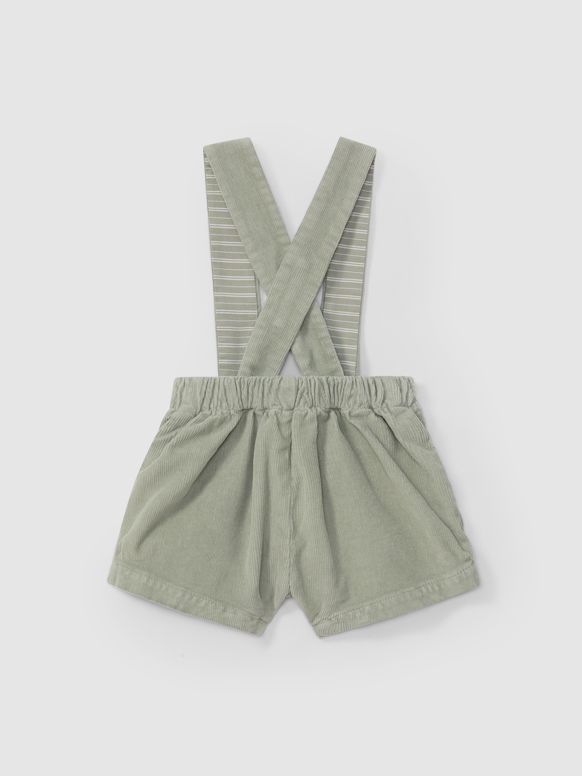 Short à bretelles en velours micro-côtelé