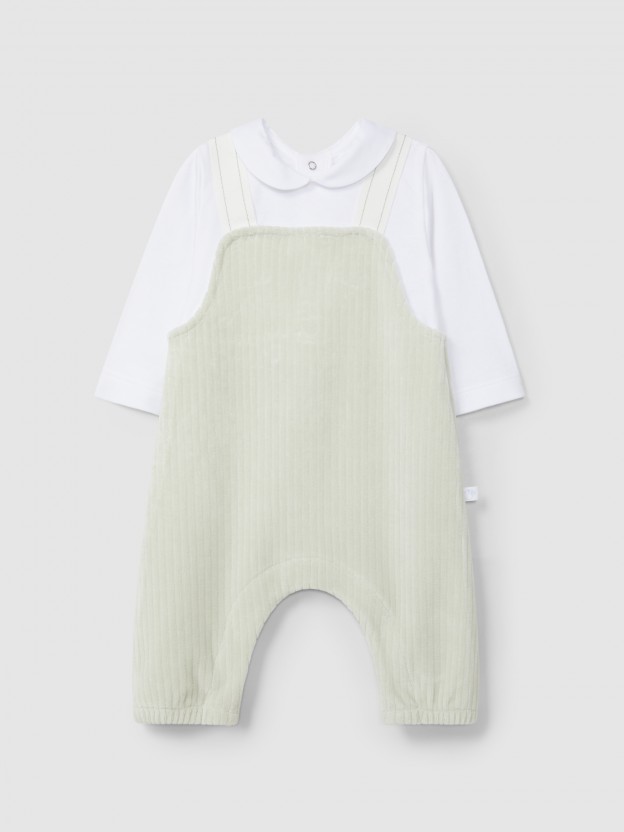 Two-in-one romper in wide-ribbed velvet Two-in-one romper in wide-ribbed velvet
