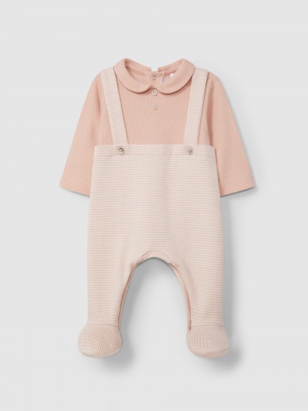Two-in-one pied-de-poule jacquard knit romper Two-in-one pied-de-poule jacquard knit romper