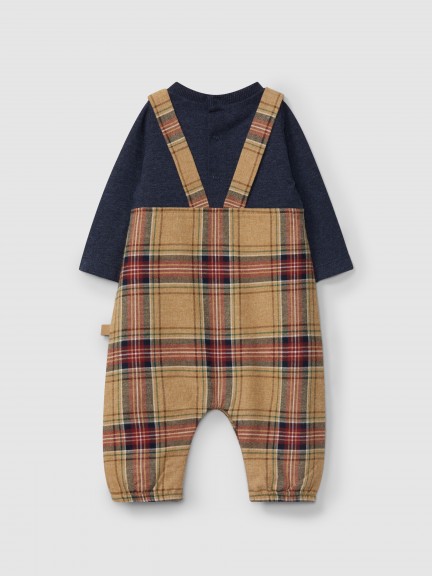 Two-in-one organic cotton plaid romper Two-in-one organic cotton plaid romper
