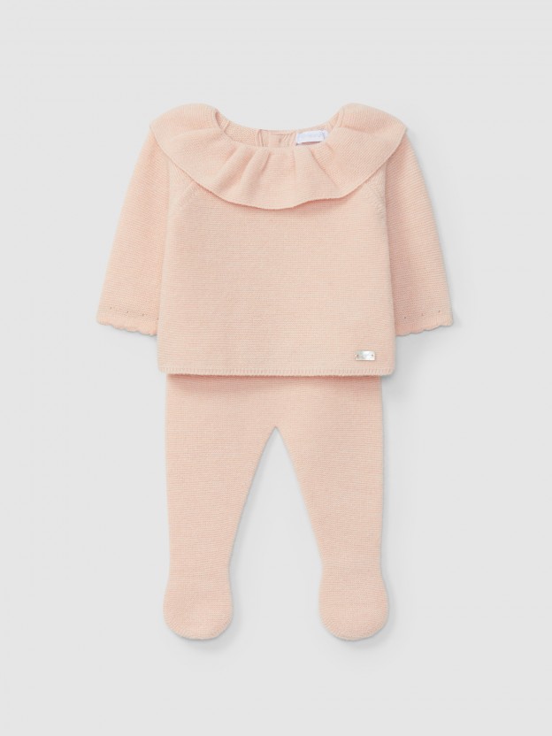 Ensemble deux pi�ces tricot� avec col � volant