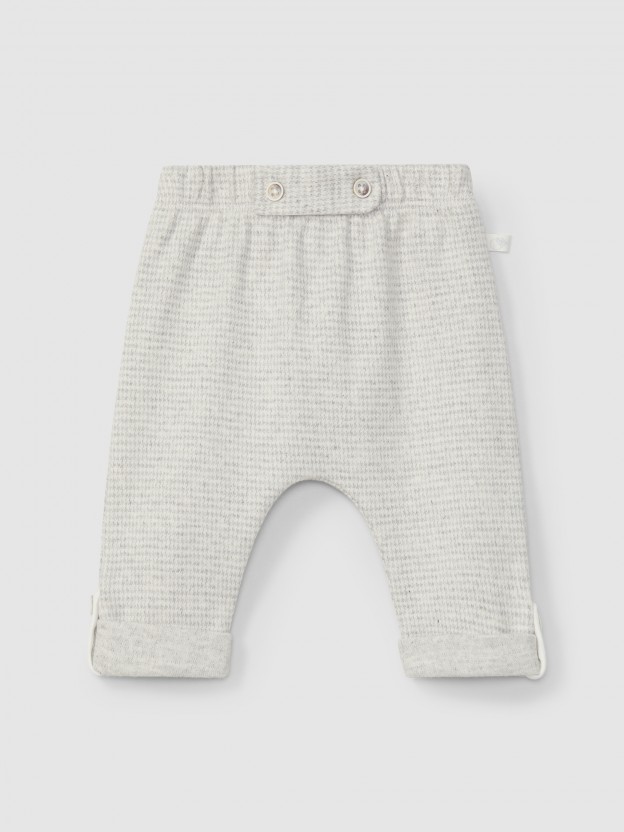 Cal�as pull-up em malha jacquard de pied-de-poule