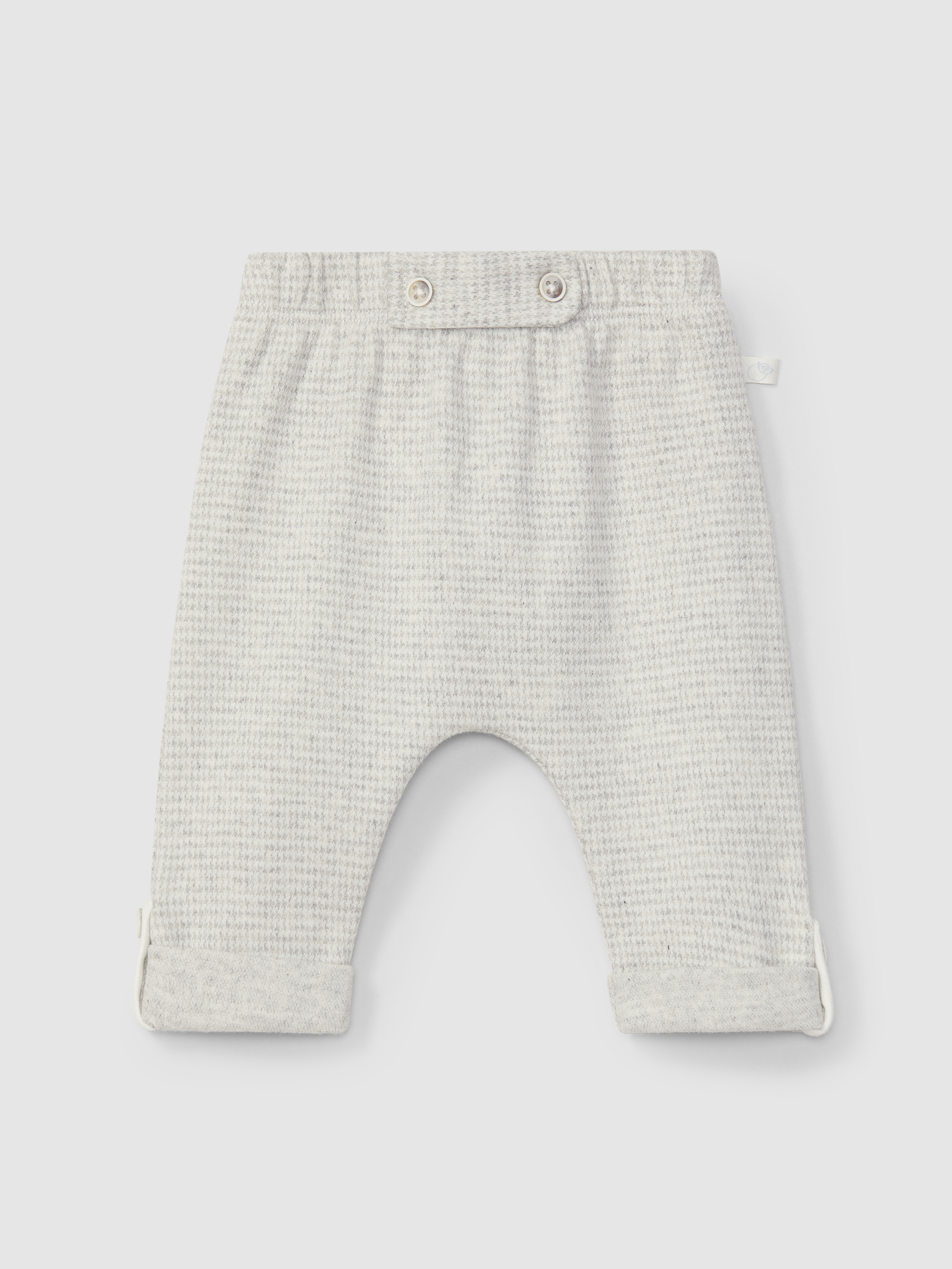 Calças pull-up em malha jacquard de pied-de-poule