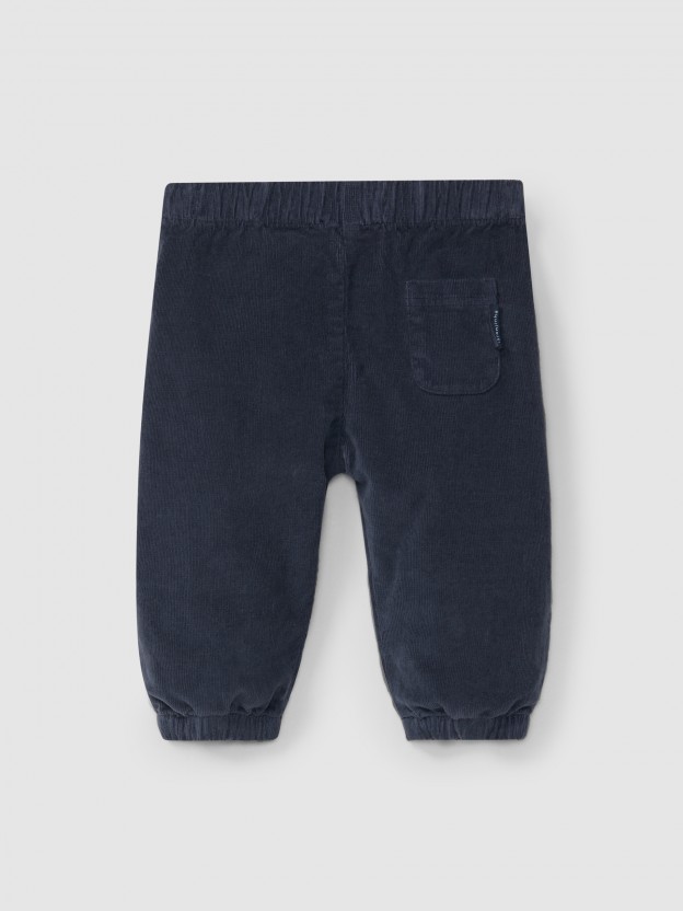 Pantalon pull-up en velours micro-c�tel�