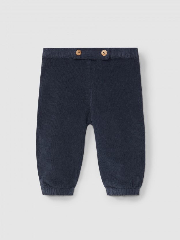 Pantalon pull-up en velours micro-c�tel�