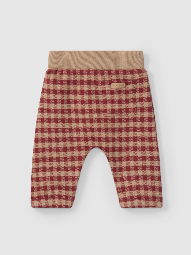 Cal�as pull-up em malha jacquard xadrez
