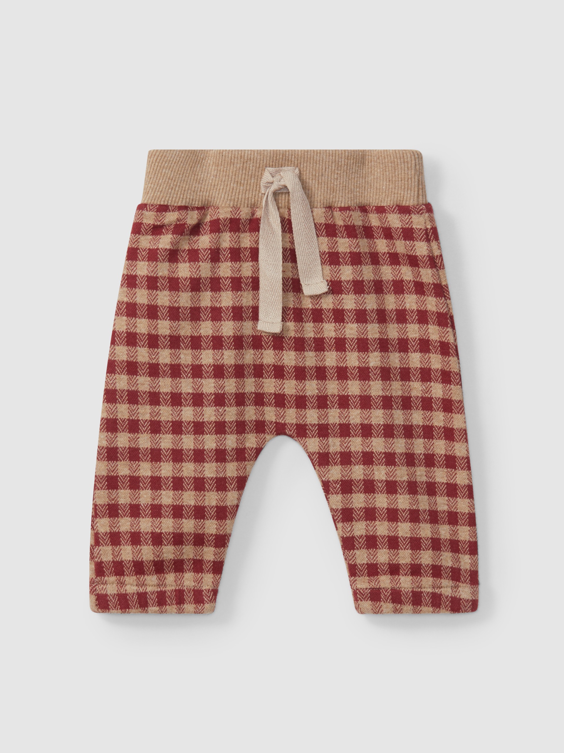 Calças pull-up em malha jacquard xadrez