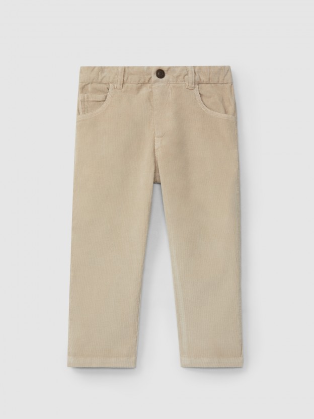 Pantalon � quatre poches en velours micro-c�tel�