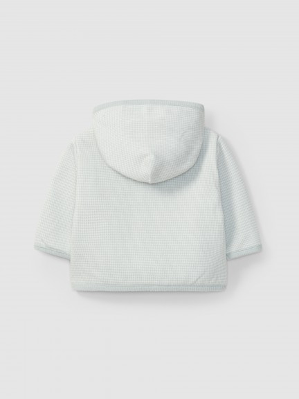 Hooded jacket in pied-de-poule jacquard knit Hooded jacket in pied-de-poule jacquard knit