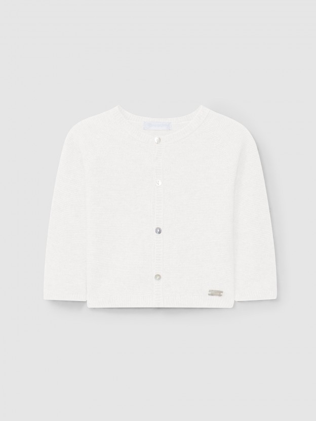 Knitted cardigan round neckline with cashmere
