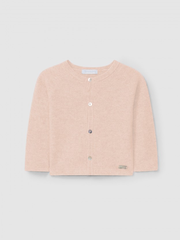 Knitted cardigan round neckline with cashmere Knitted cardigan round neckline with cashmere