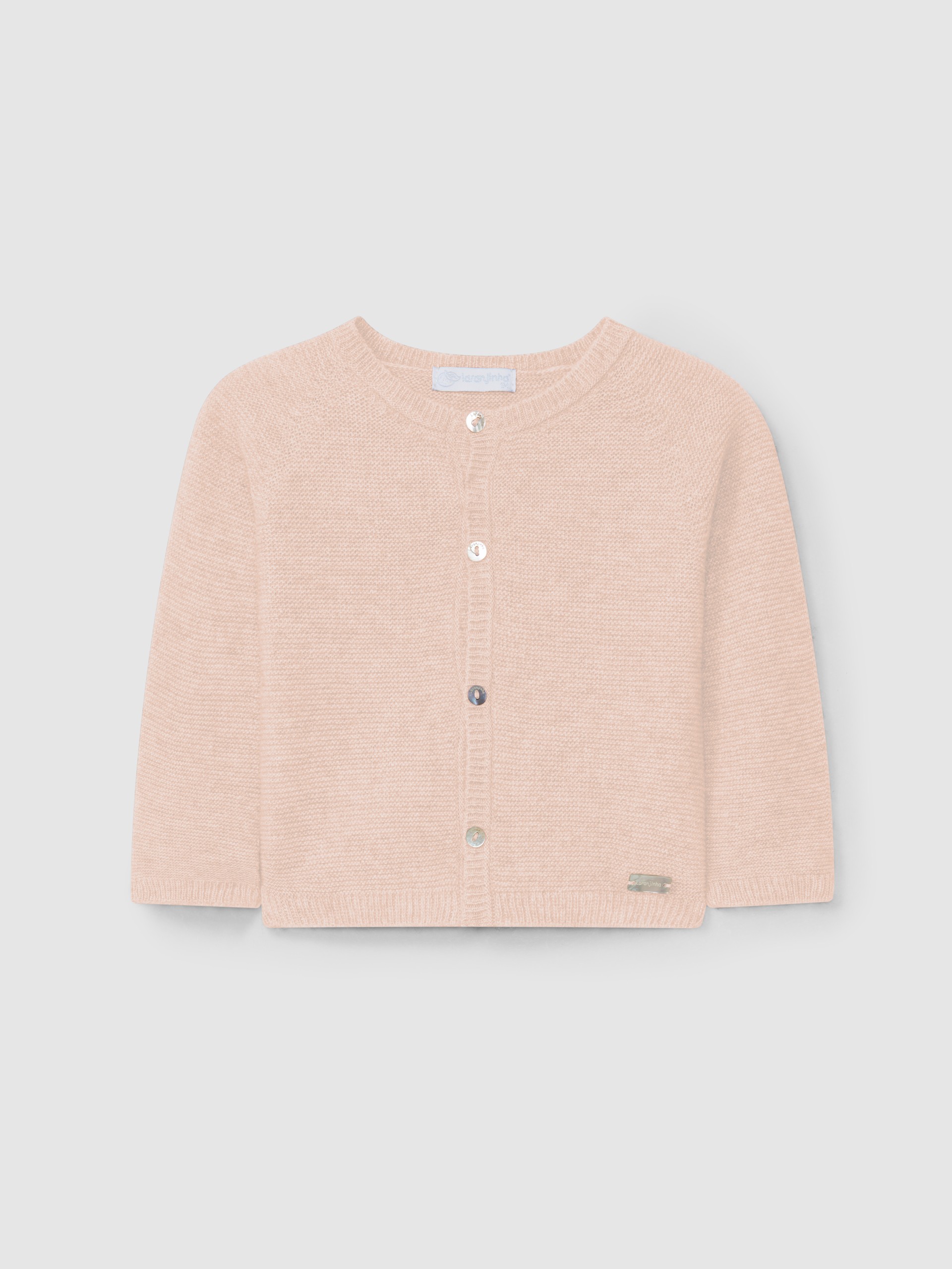 Knitted cardigan round neckline with cashmere