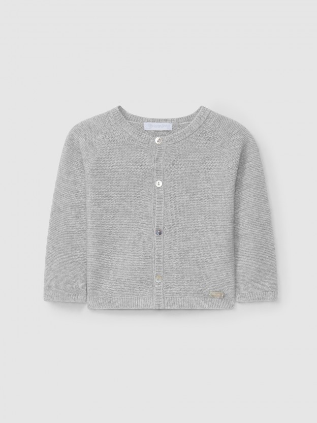 Knitted cardigan round neckline with cashmere Knitted cardigan round neckline with cashmere