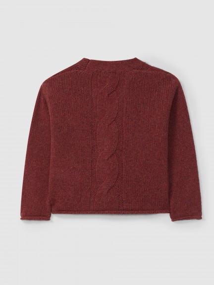 Knitted cardigan with braided detail at the back Knitted cardigan with braided detail at the back