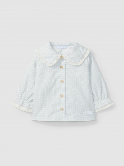 Vichy plaid blouse with lace detail on the collar Vichy plaid blouse with lace detail on the collar