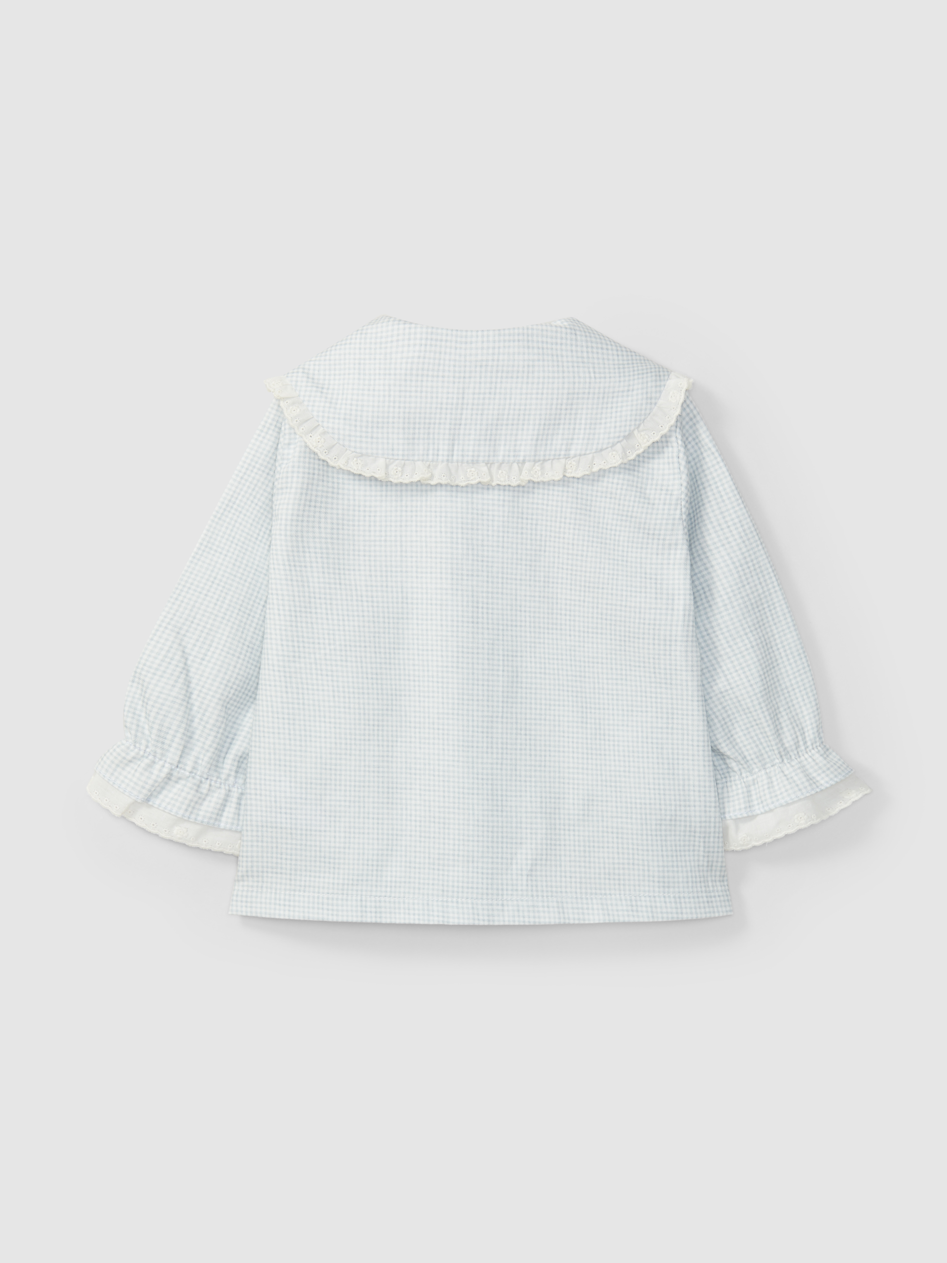 Blouse carreaux vichy avec détail de dentelle sur le col