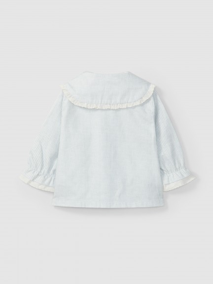 Vichy plaid blouse with lace detail on the collar Vichy plaid blouse with lace detail on the collar