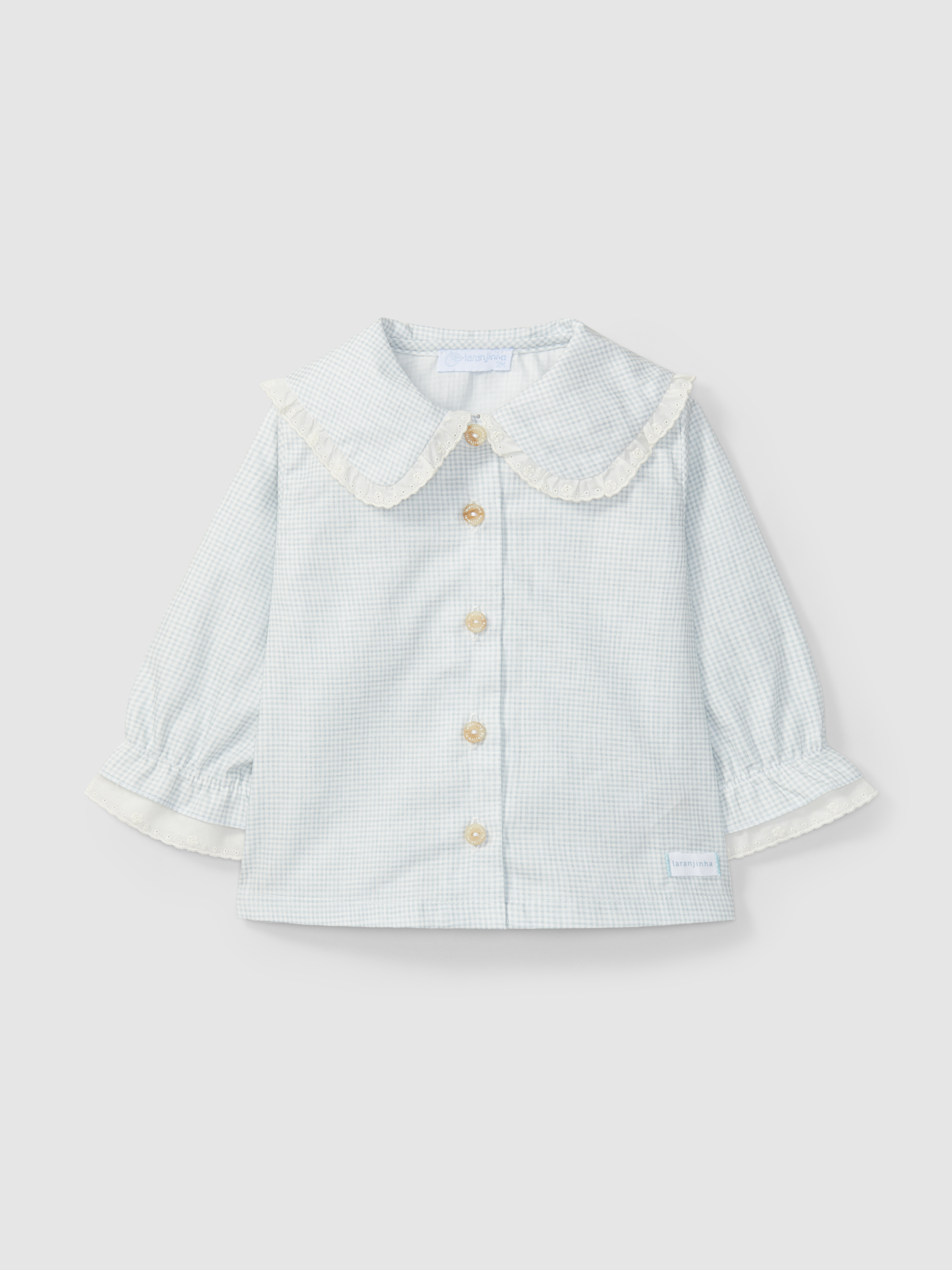 Blouse carreaux vichy avec détail de dentelle sur le col