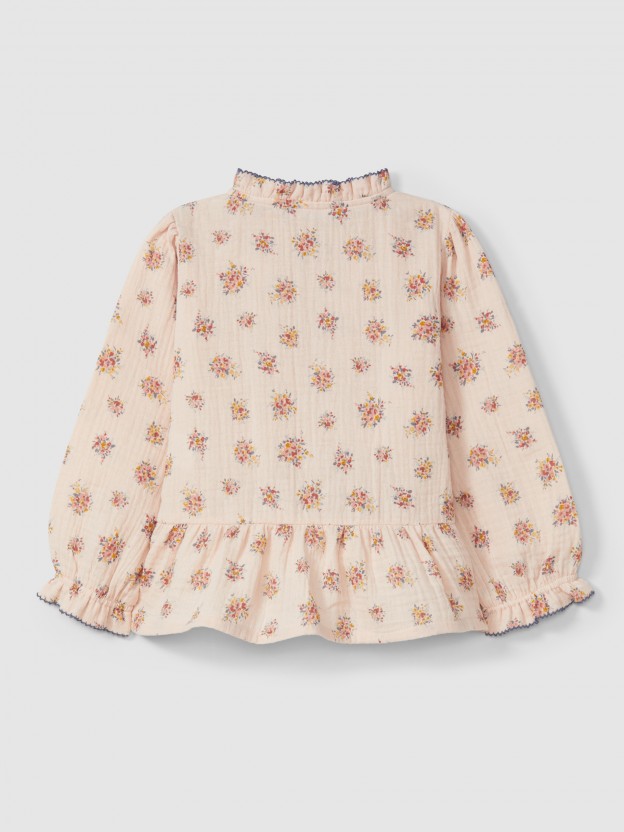 Blusa de flores de algodón orgánico Blusa de flores de algodón orgánico