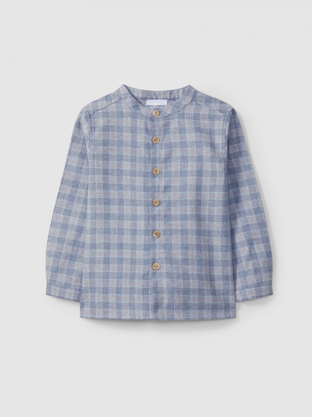 Chemise à carreaux à col mao Chemise à carreaux à col mao