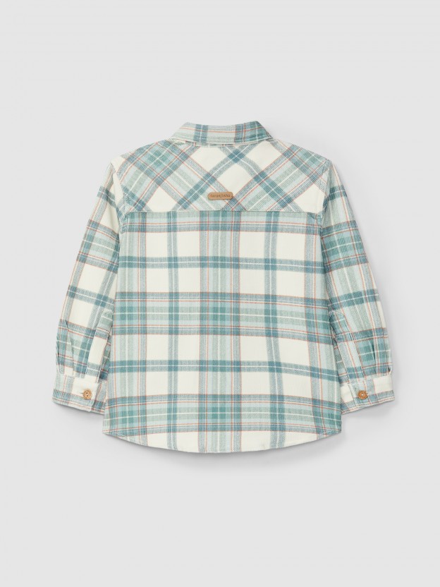 Chemise en velours c�tel� � carreaux