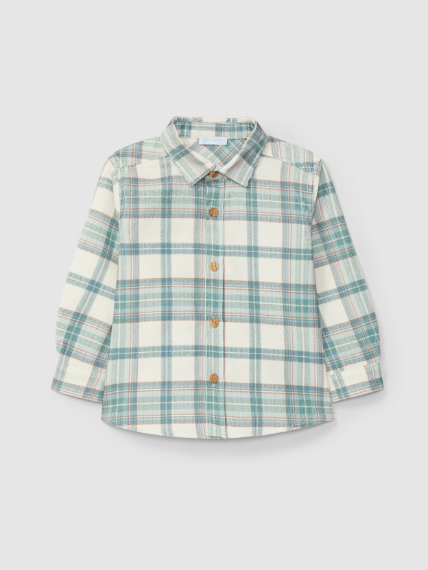 Chemise en velours c�tel� � carreaux