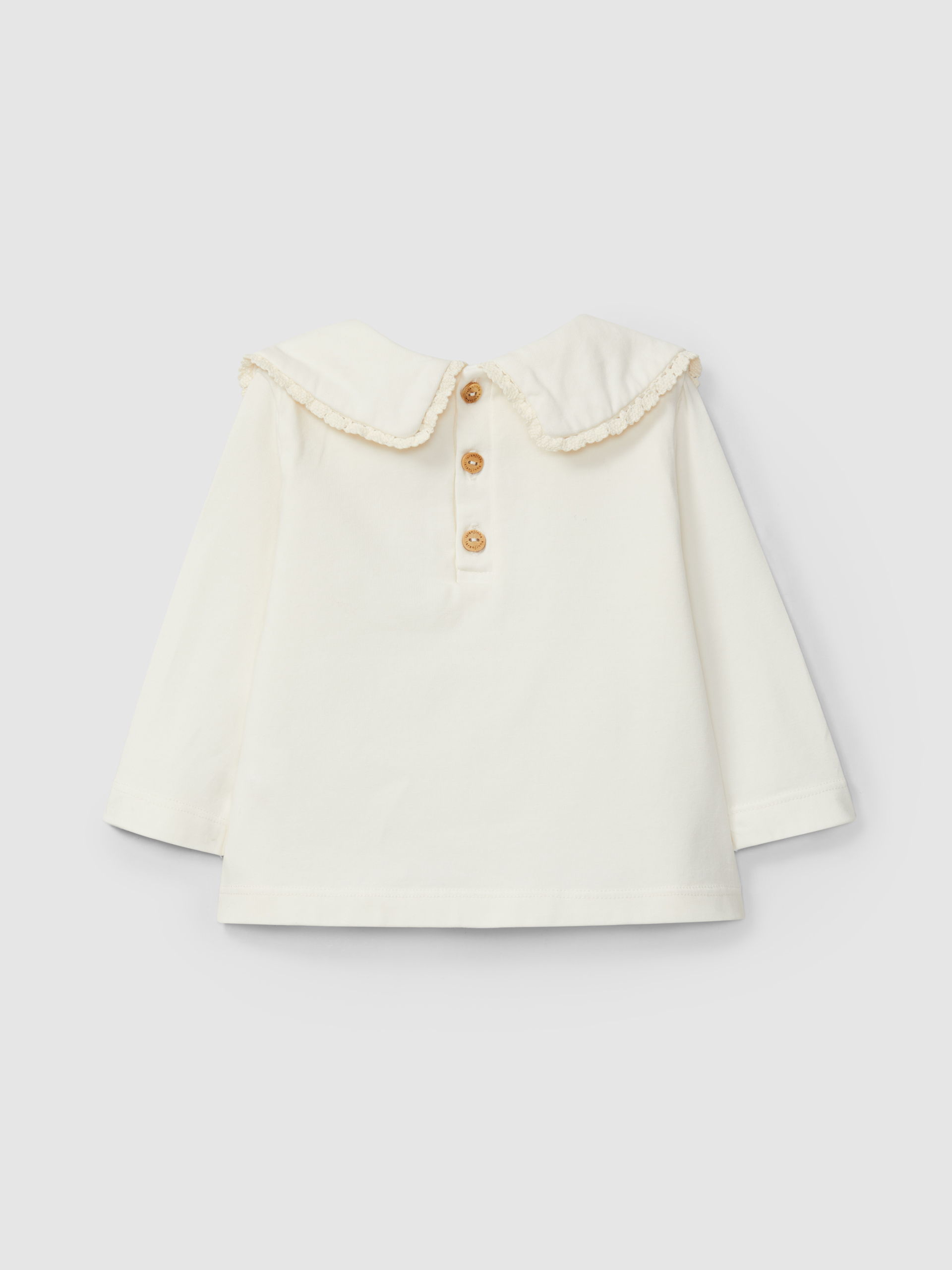 Longsleeve round collar with crochet ribbon detail