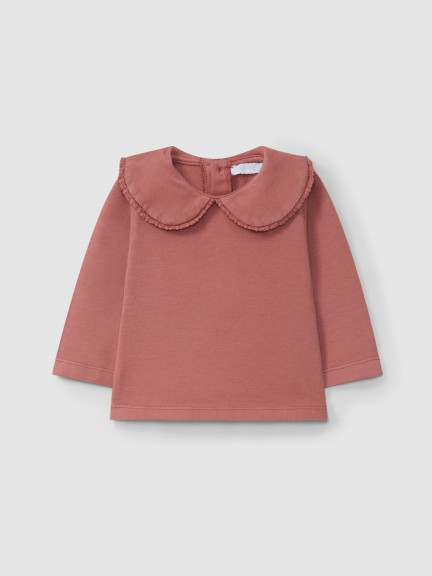 Longsleeve round collar with crochet ribbon detail Longsleeve round collar with crochet ribbon detail