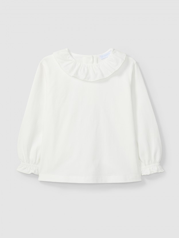Longsleeve com gola de folho Longsleeve com gola de folho