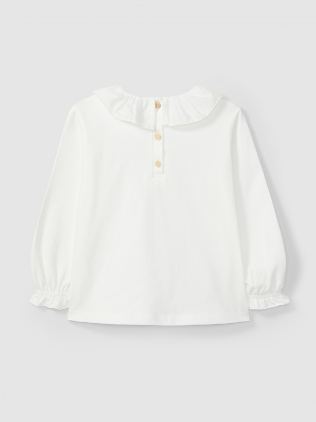 Longsleeve com gola de folho Longsleeve com gola de folho