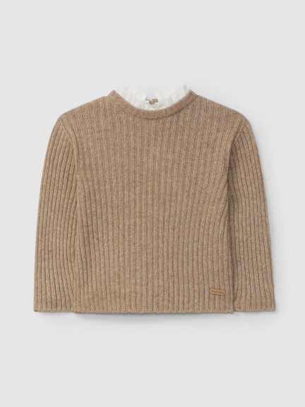 Knitted jumper with removable collar Knitted jumper with removable collar