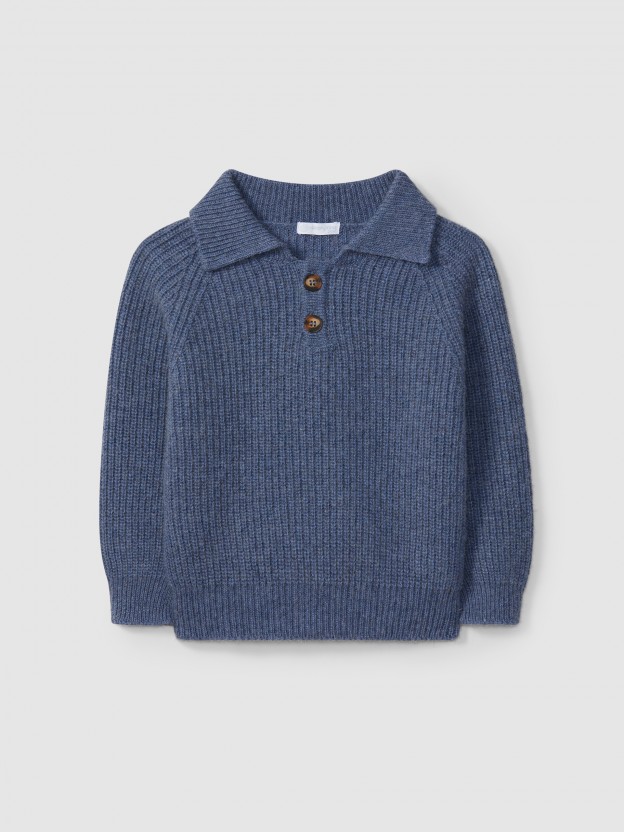 Knitted jumper with collar Knitted jumper with collar