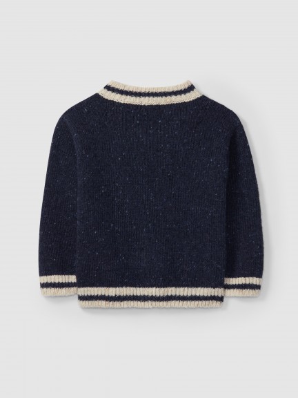 V-neck knitted jumper striped detail V-neck knitted jumper striped detail