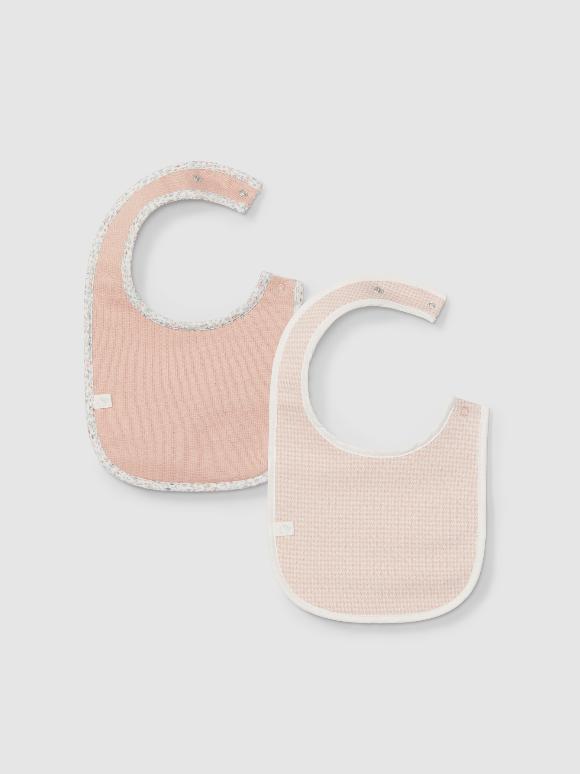 Pack of two bibs in pied-de-poule jacquard knit
