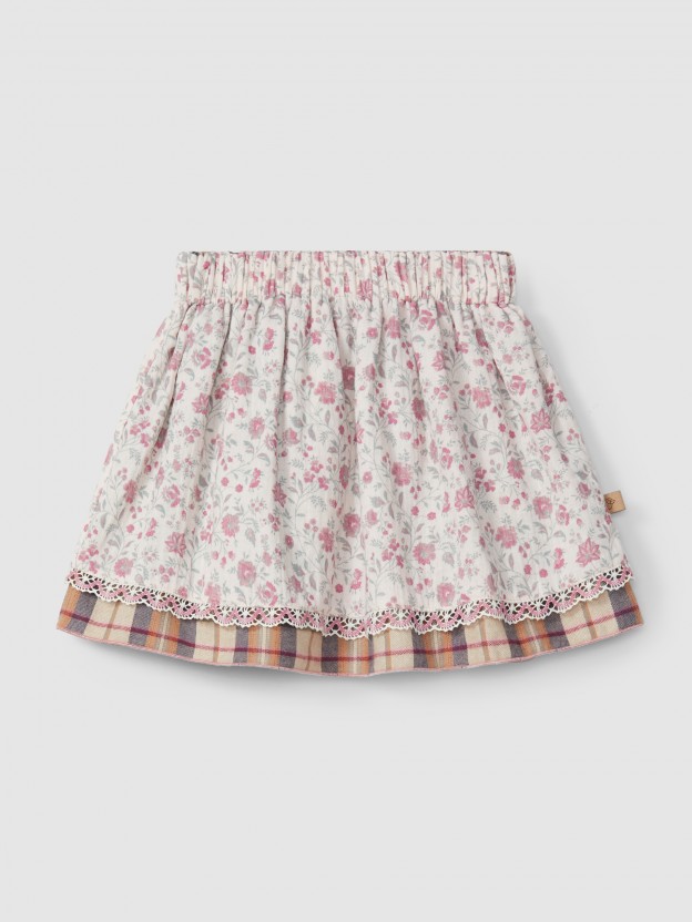 Reversible plaid and flower skirt Reversible plaid and flower skirt