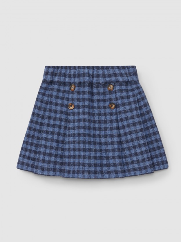 Falda-pantalón en punto jacquard cuadros Falda-pantalón en punto jacquard cuadros