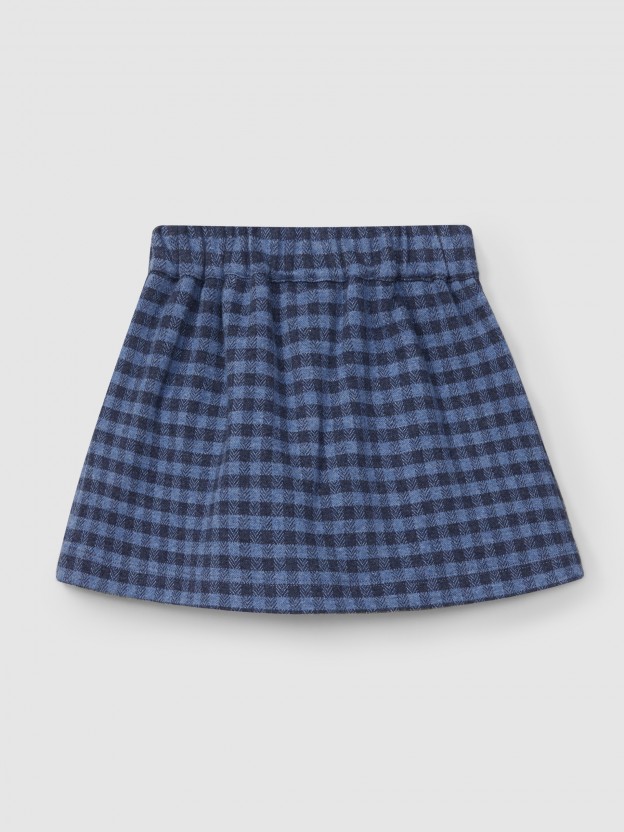 Falda-pantalón en punto jacquard cuadros Falda-pantalón en punto jacquard cuadros