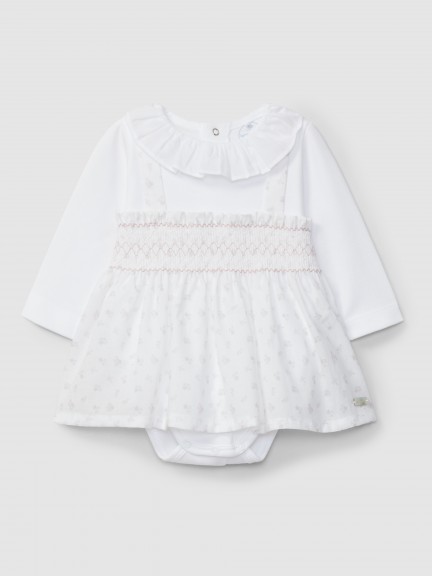Two-in-one dress with a ruffled collar and printed skirt Two-in-one dress with a ruffled collar and printed skirt