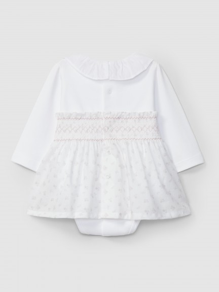 Two-in-one dress with a ruffled collar and printed skirt Two-in-one dress with a ruffled collar and printed skirt
