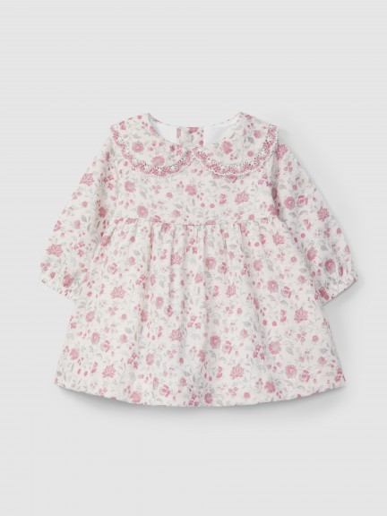 Dress in organic gauze with delicate lace detail Dress in organic gauze with delicate lace detail