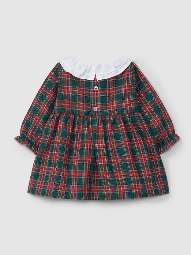 Plaid dress with ruffled collar Plaid dress with ruffled collar